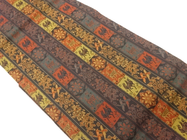 JAPANESE NAGOYA OBI / WOVEN FLOWER CREST